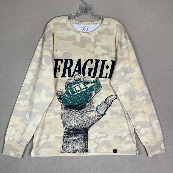 Beautiful Bastard T-Shirt Mens L Multicolor Camo Fragile Graphic Long Sleeve Tee - Picture 1 of 10